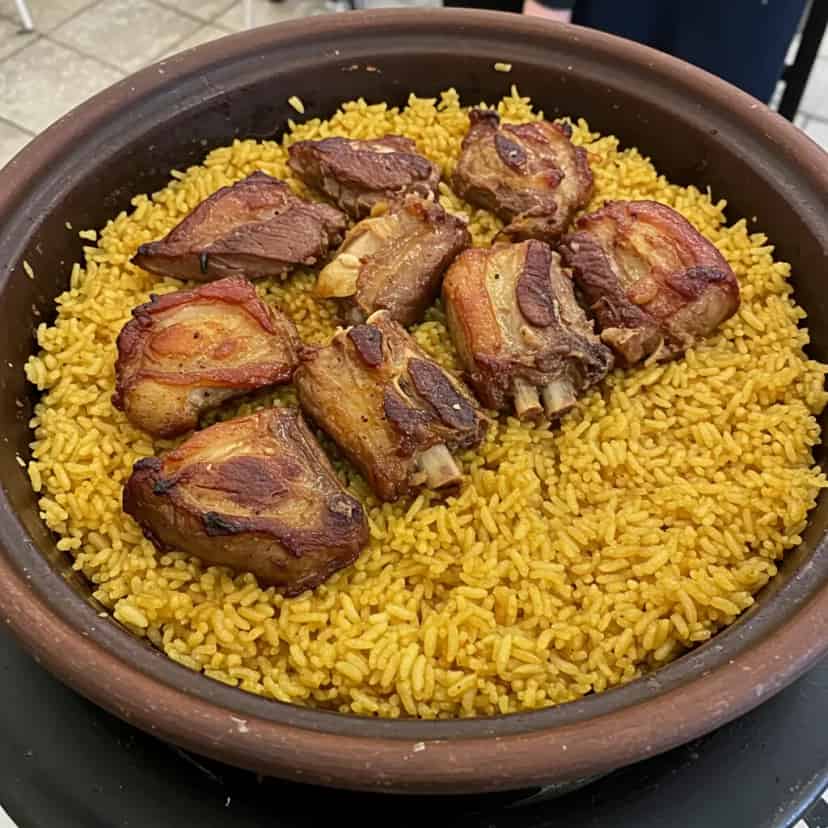 Arroz com suã de porco