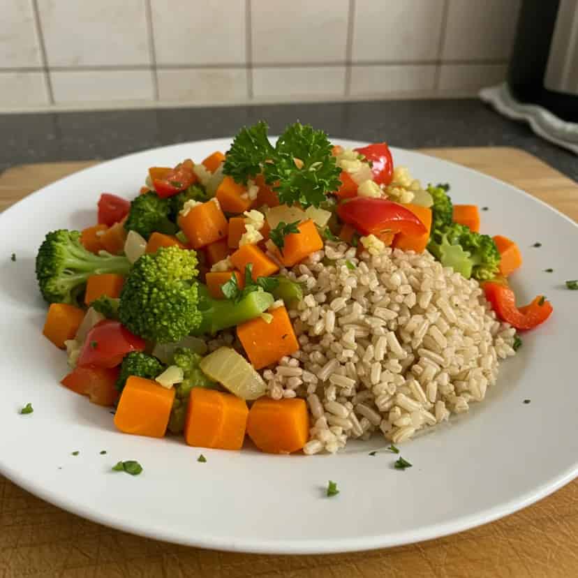 Arroz Integral com Legumes Salteados