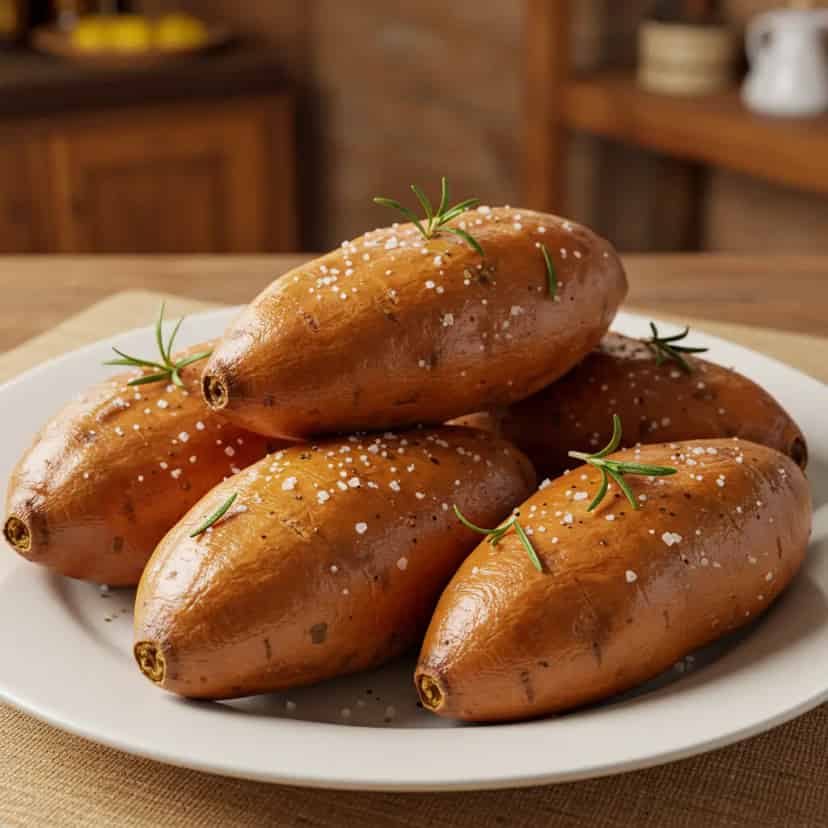 Batata doce ao forno com casca