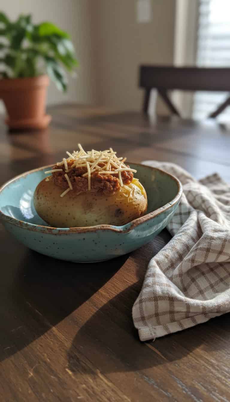 Batata recheada com estrogonofe