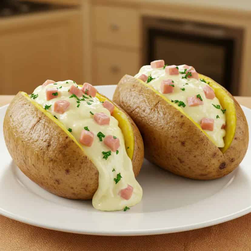 Batata recheada de micro-ondas