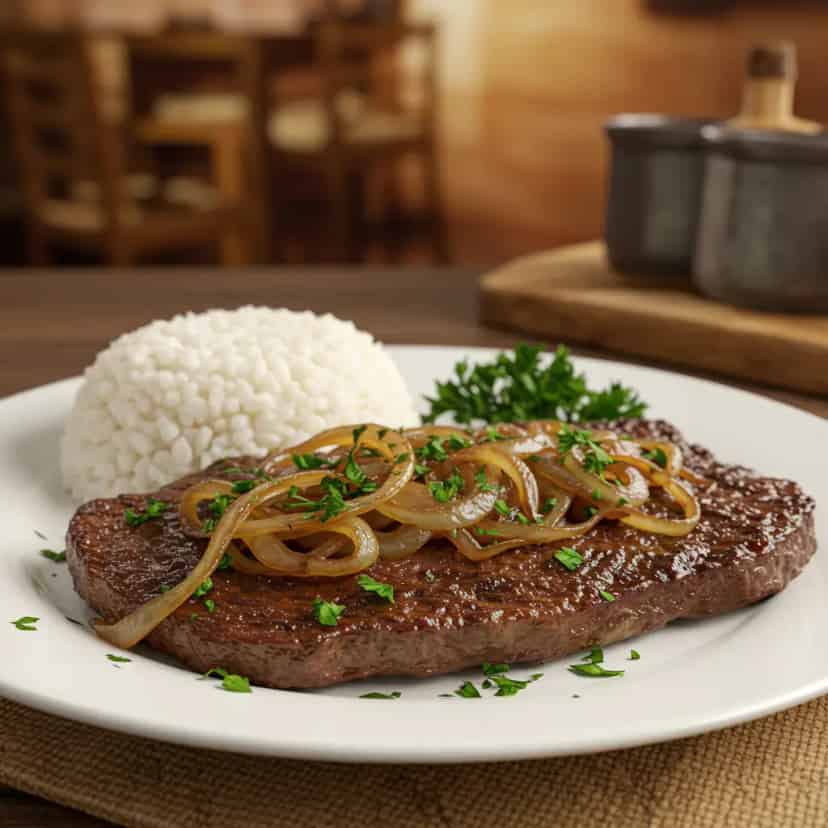 Bife acebolado