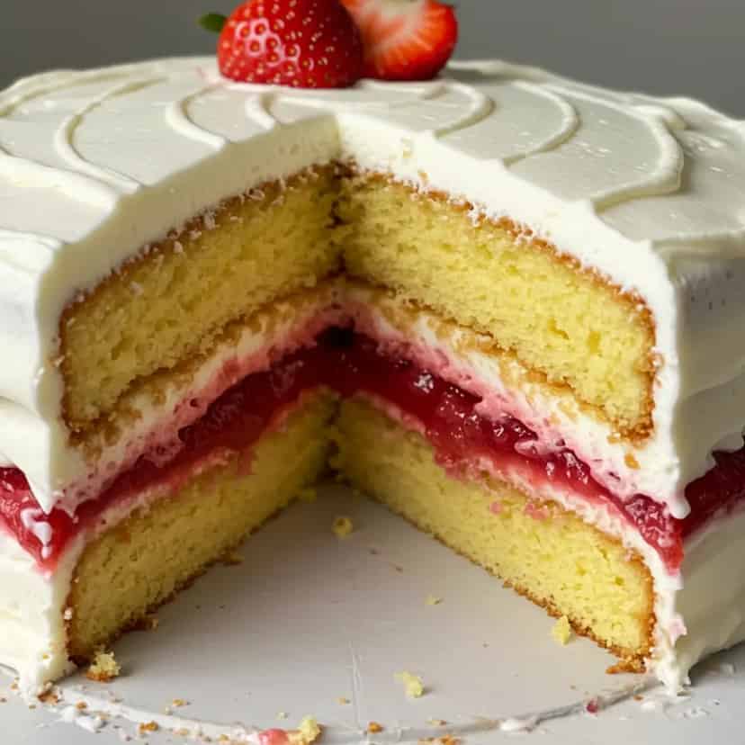 Bolo de morango e marshmallow