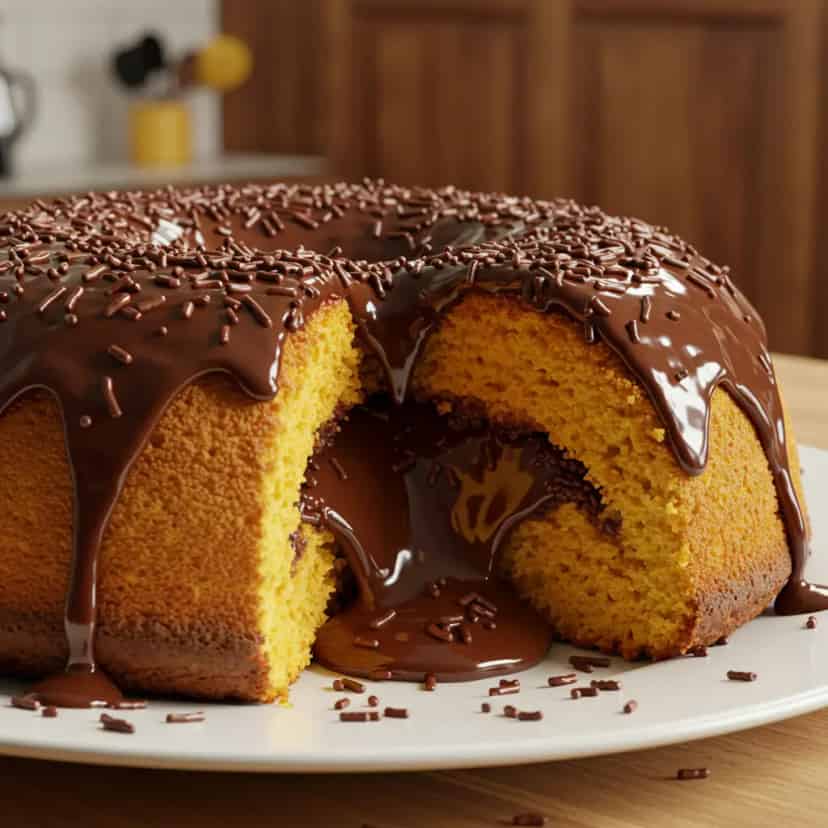 Bolo vulcão de leite ninho