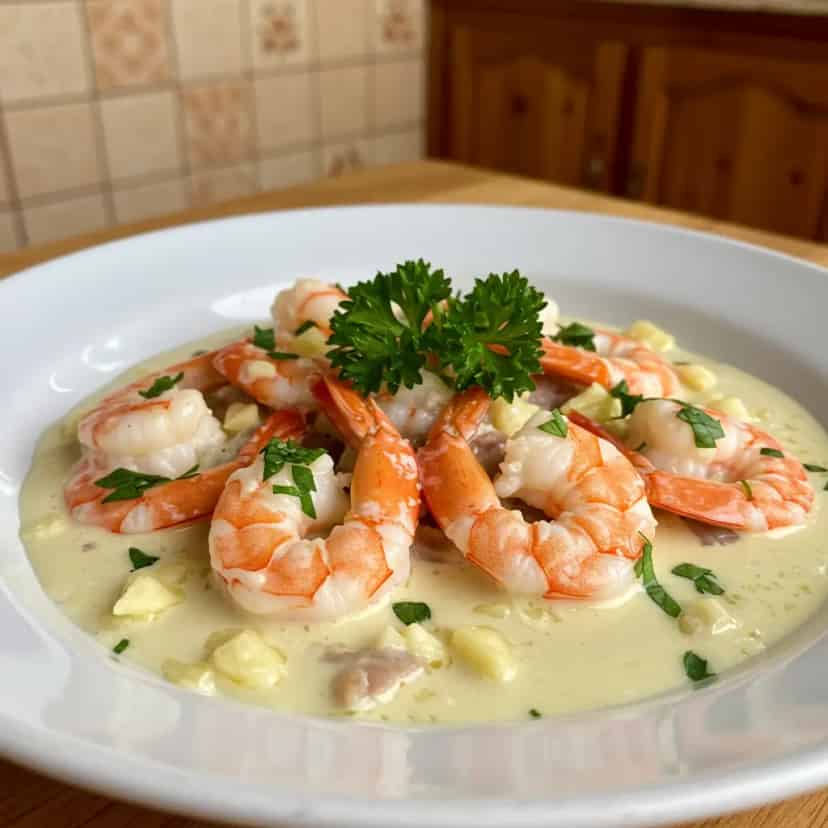 Camarão com creme de leite
