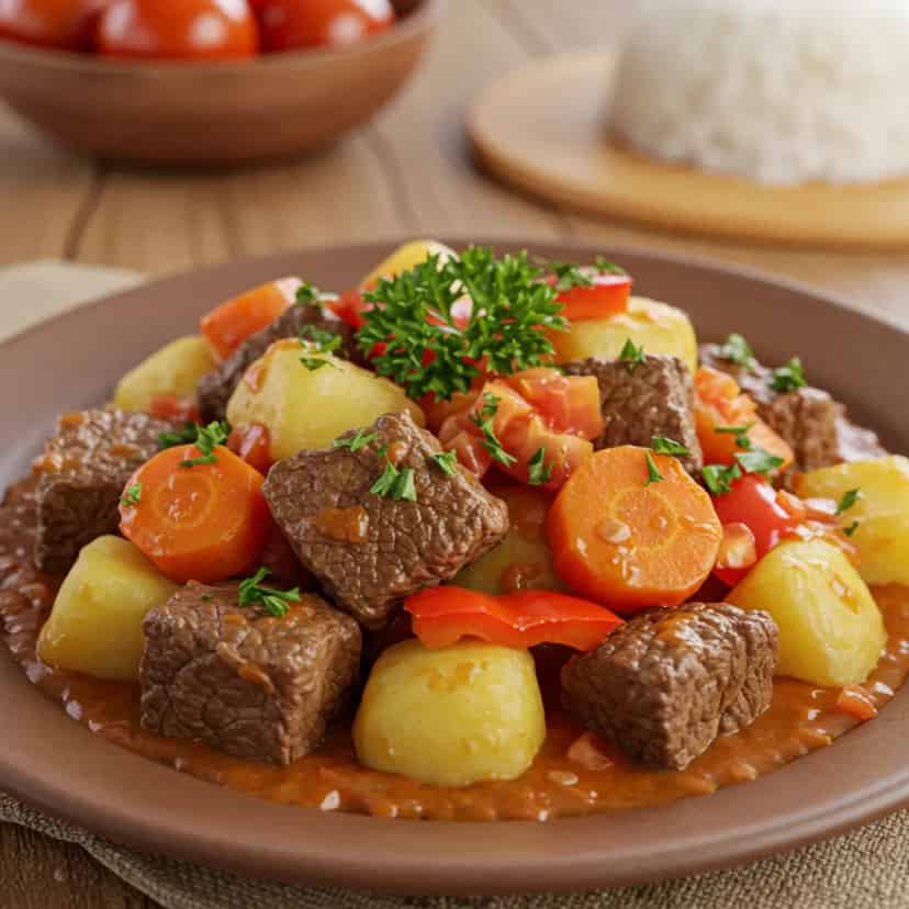 Carne de panela com legumes