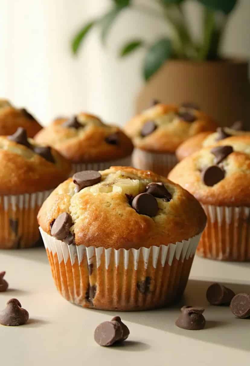 Muffins de Banana com Gotas de Chocolate