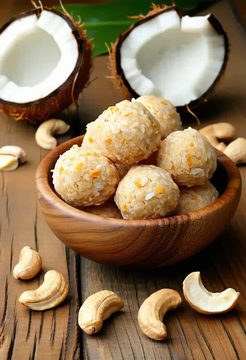 Bocadinhos Crus de Coco e Castanha de Caju