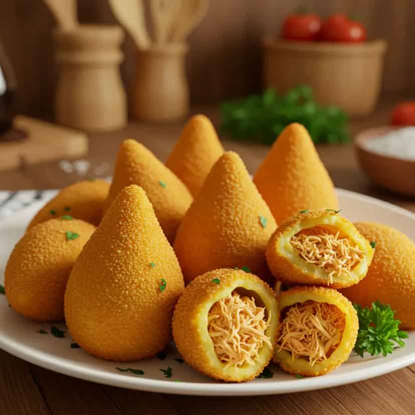 Coxinha de frango assada rápida