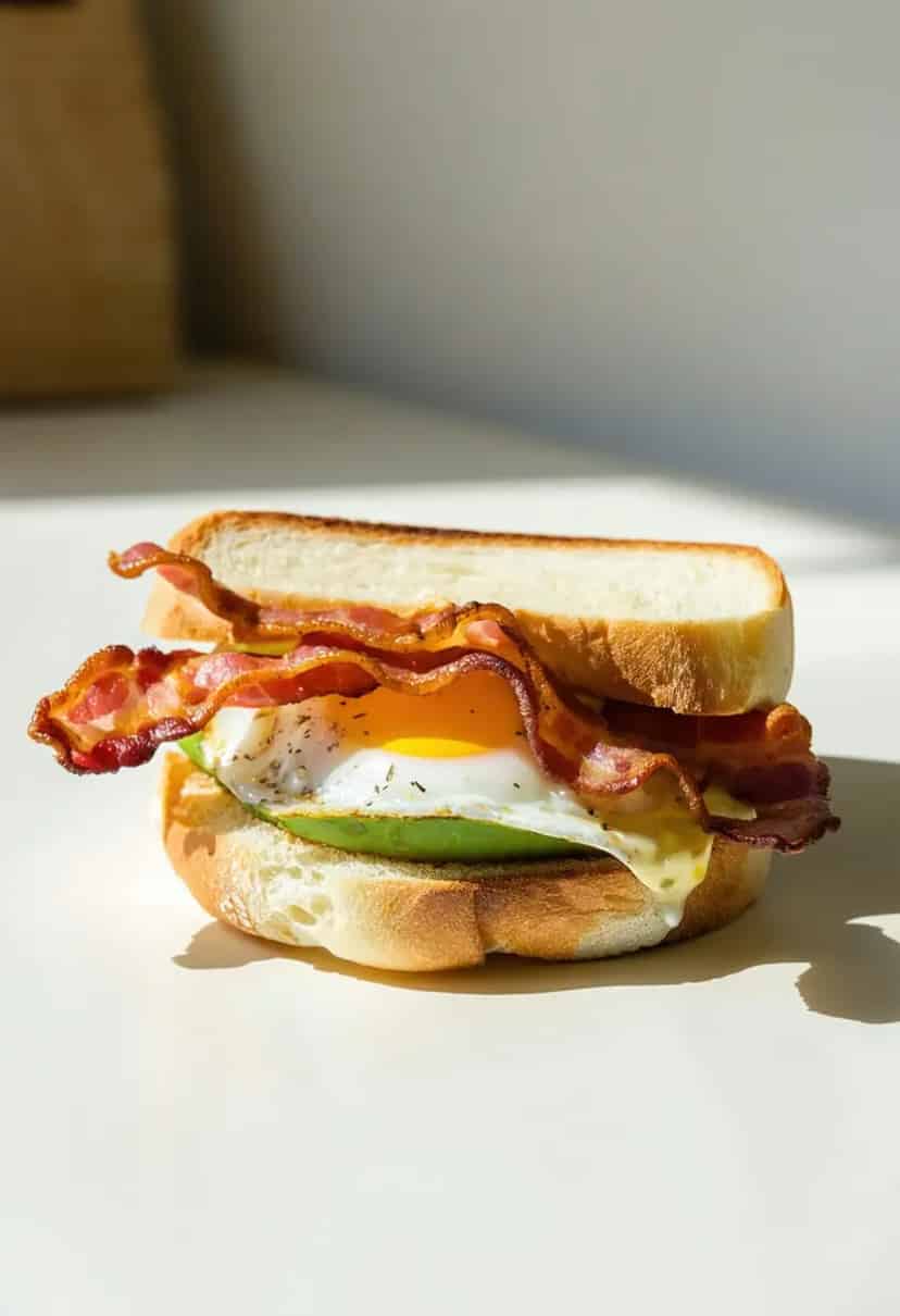 Sanduíche de Bacon Crocante e Ovo