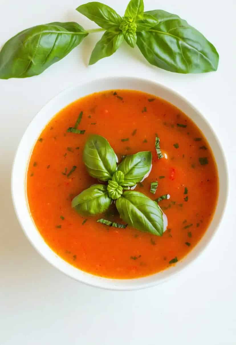 Sopa Cremosa de Tomate e Manjericão Fácil