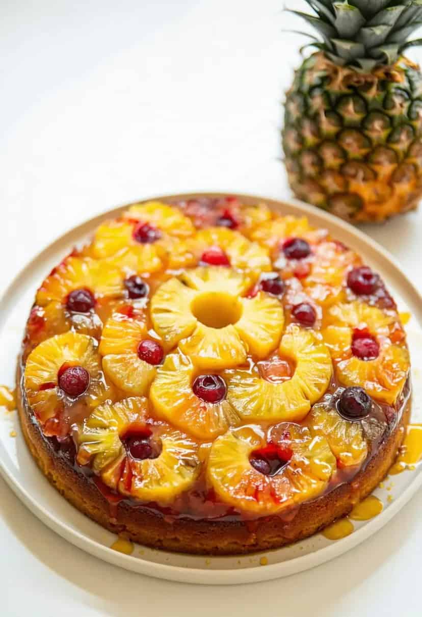 Bolo de Abacaxi de Cabeça para Baixo Fácil