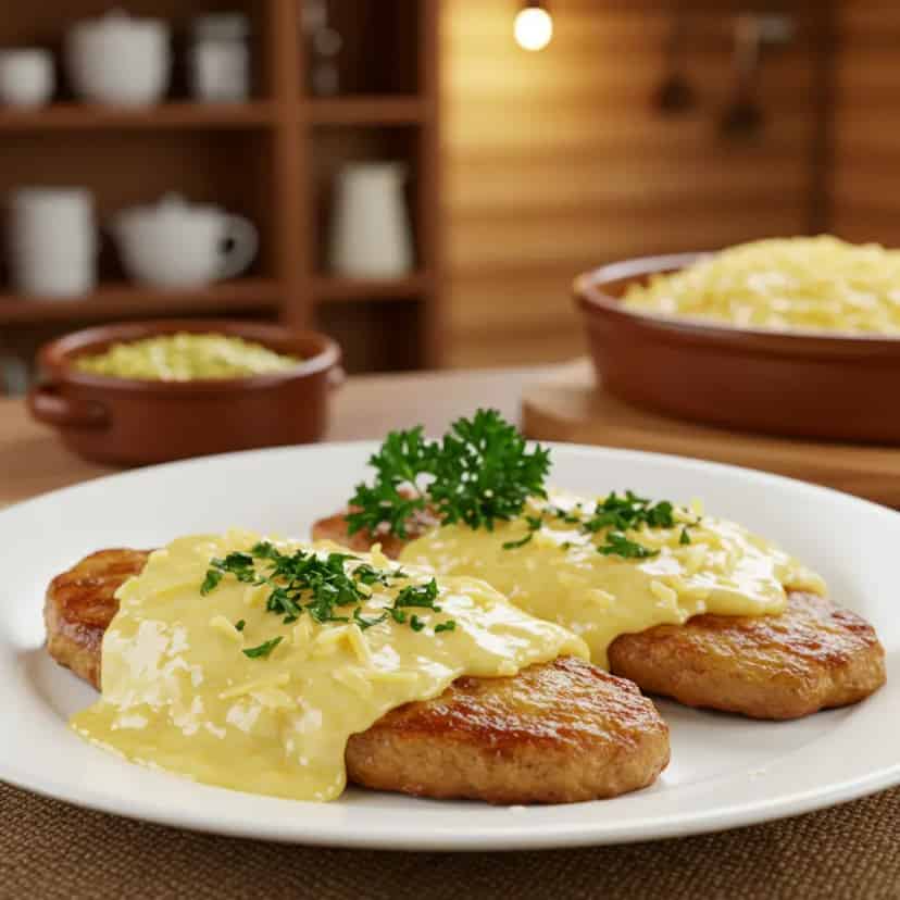 Filé mignon ao molho de queijo