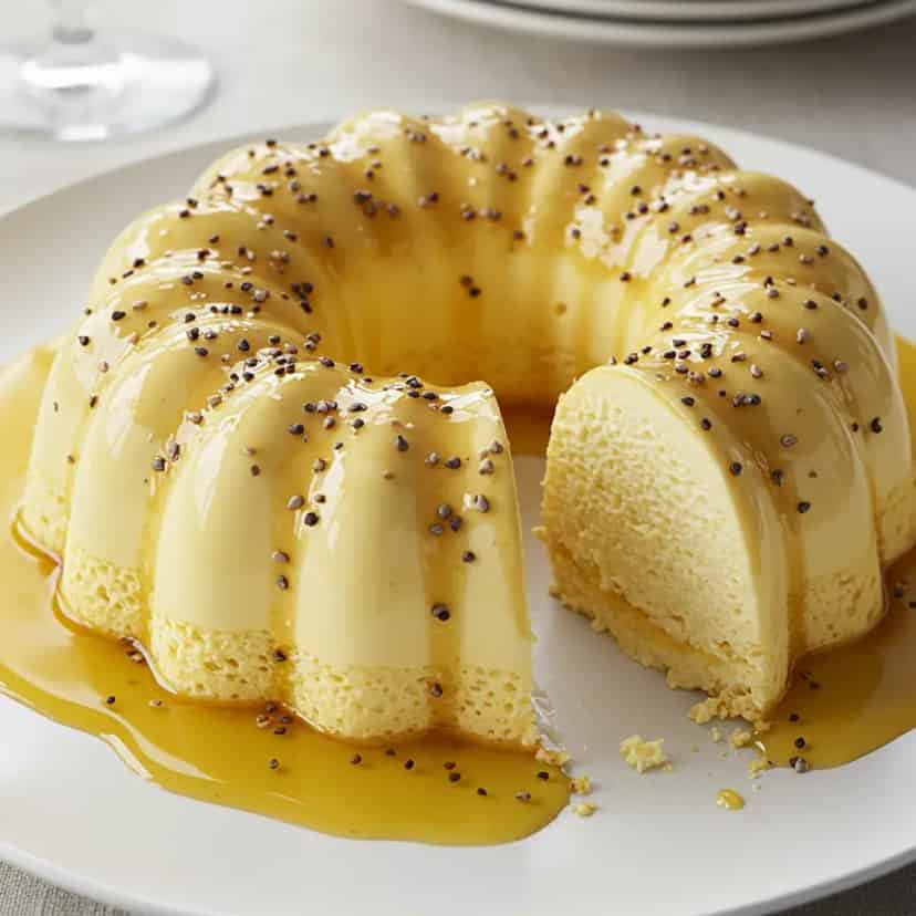 Flan de iogurte com maracujá