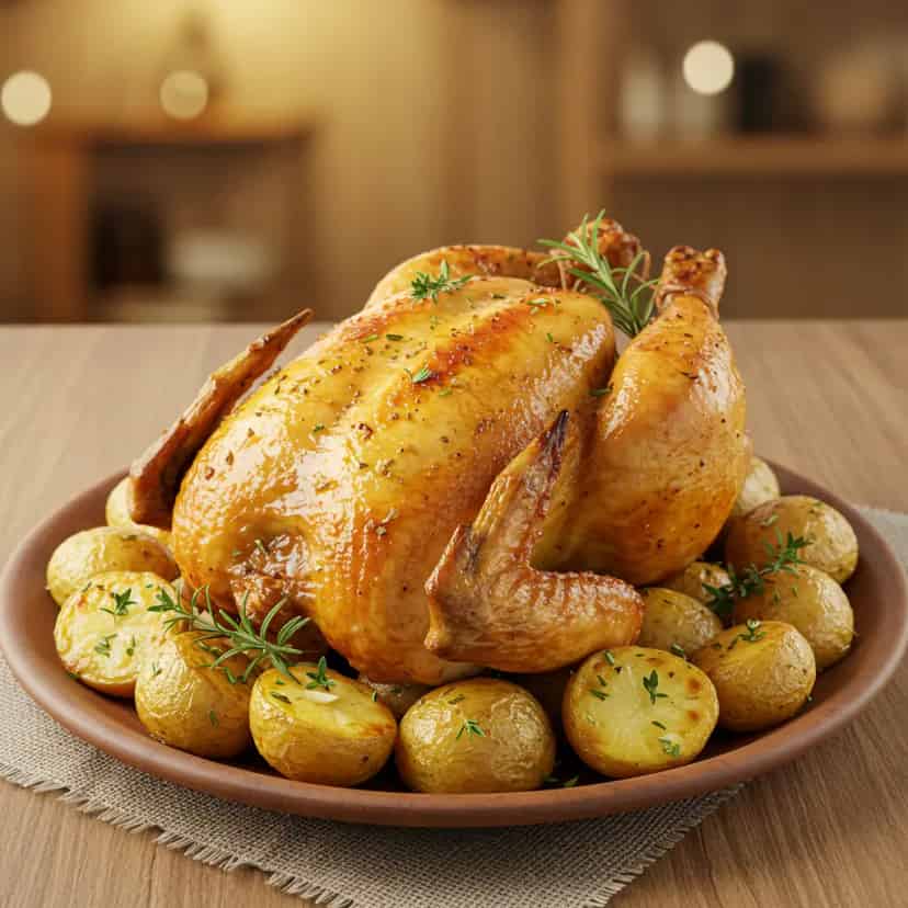 Frango Assado com Ervas e Batatas