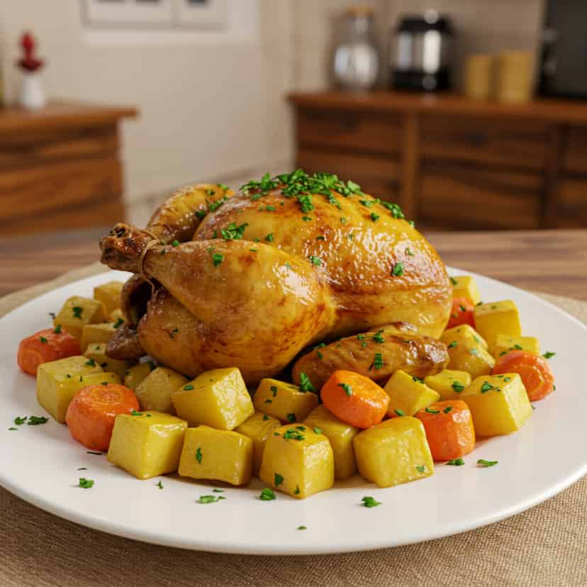 Frango assado na panela de pressão