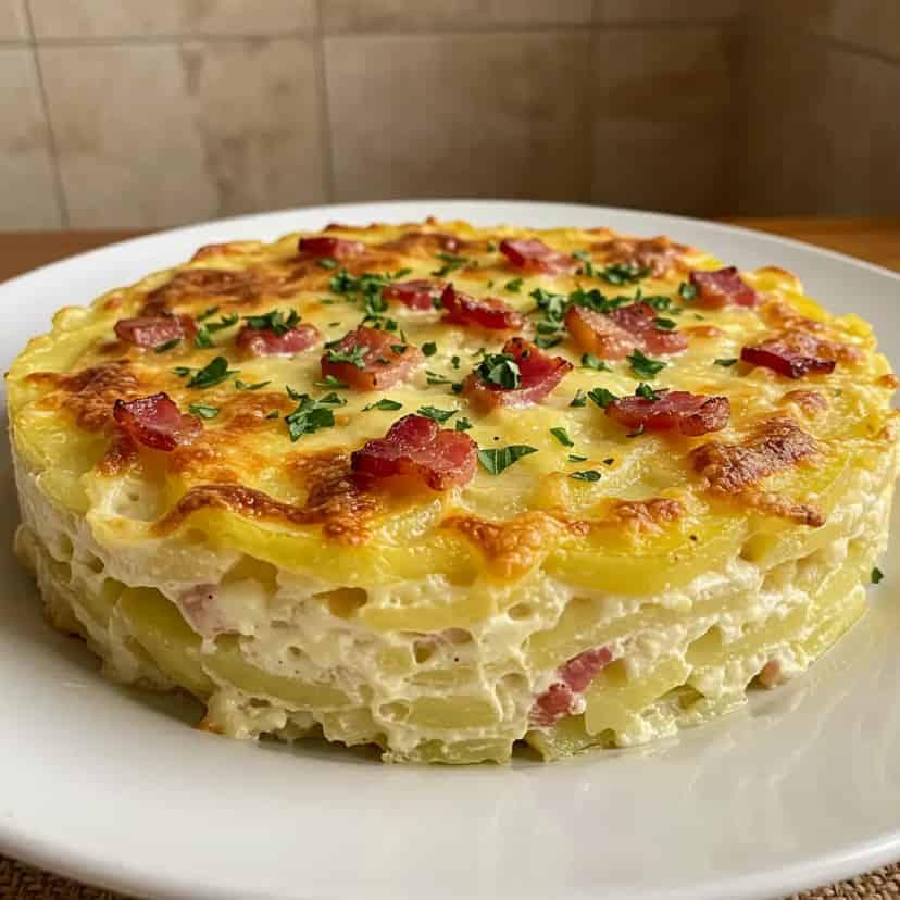 Gratinado de Batata com Queijo e Bacon