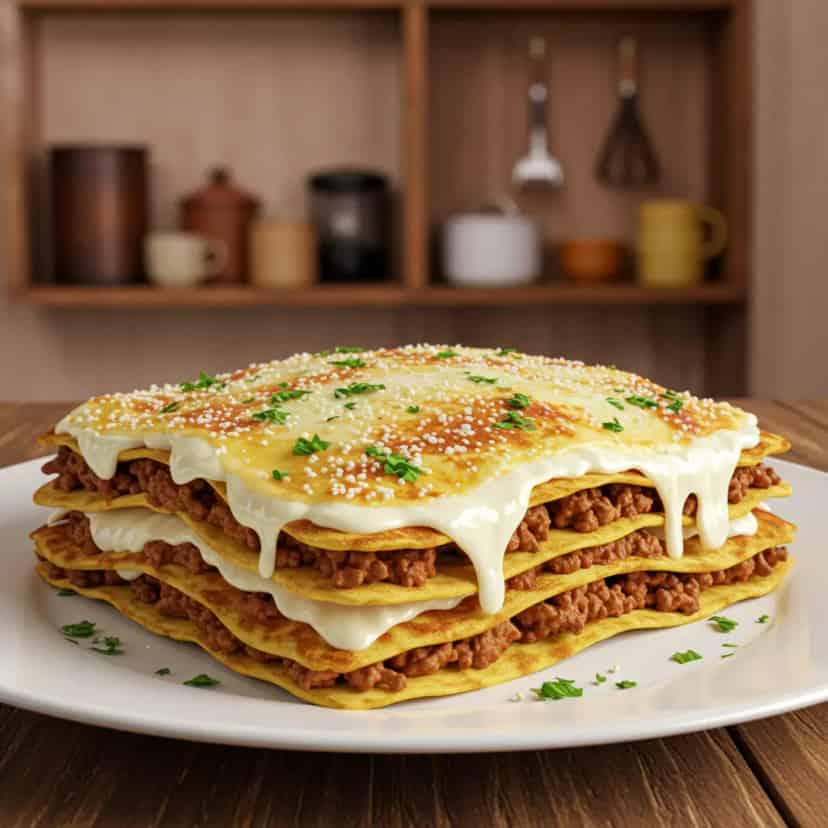 Lasanha com massa de panqueca