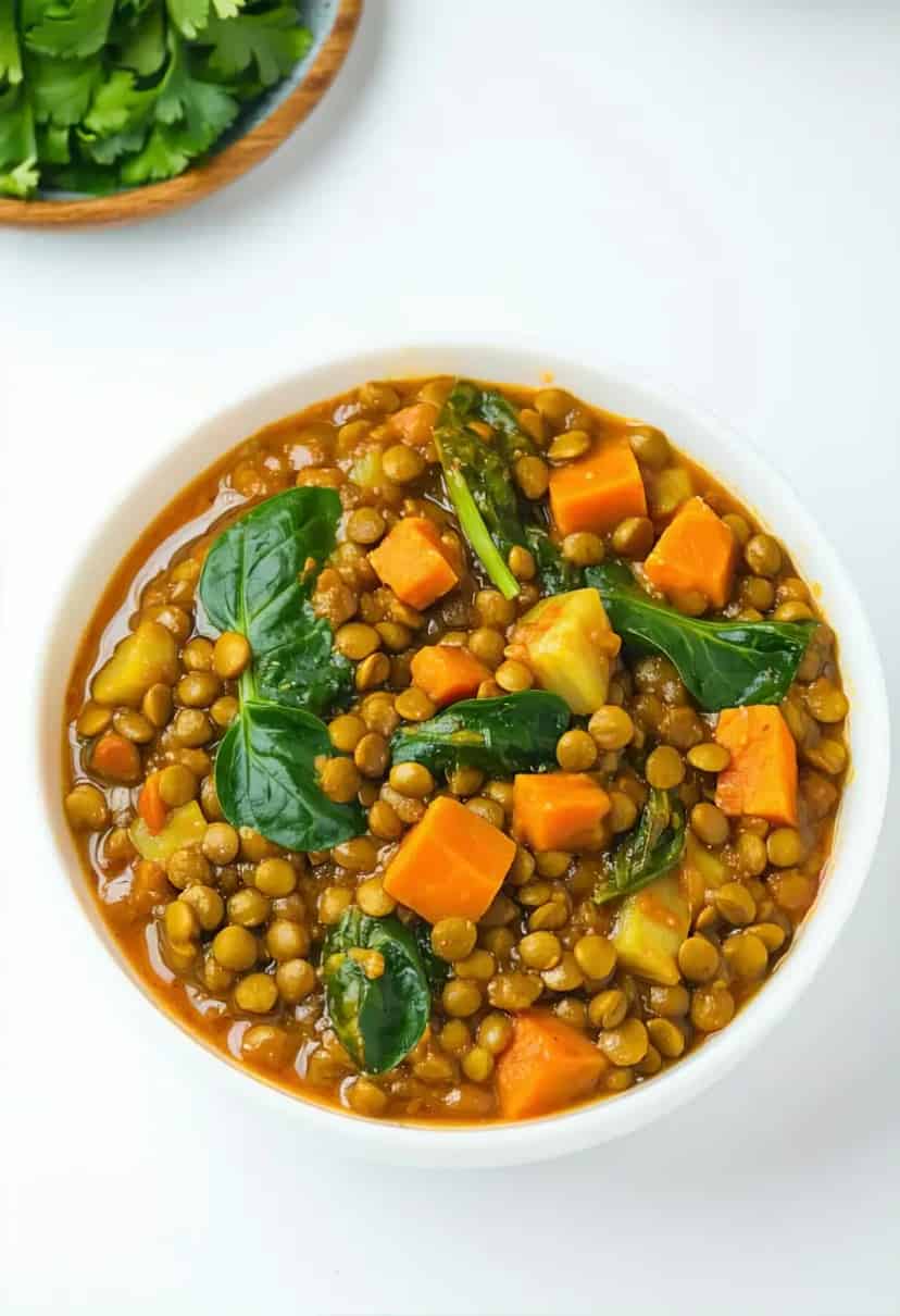 Curry Vegan de Lentilha e Legumes