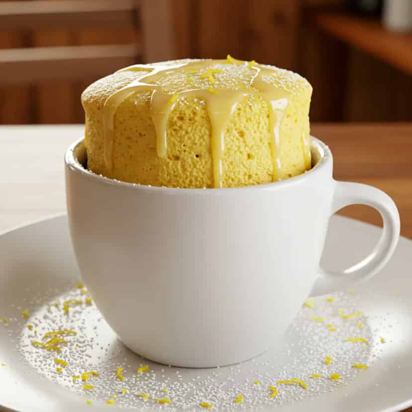 Mug Cake de Limão no Micro-ondas