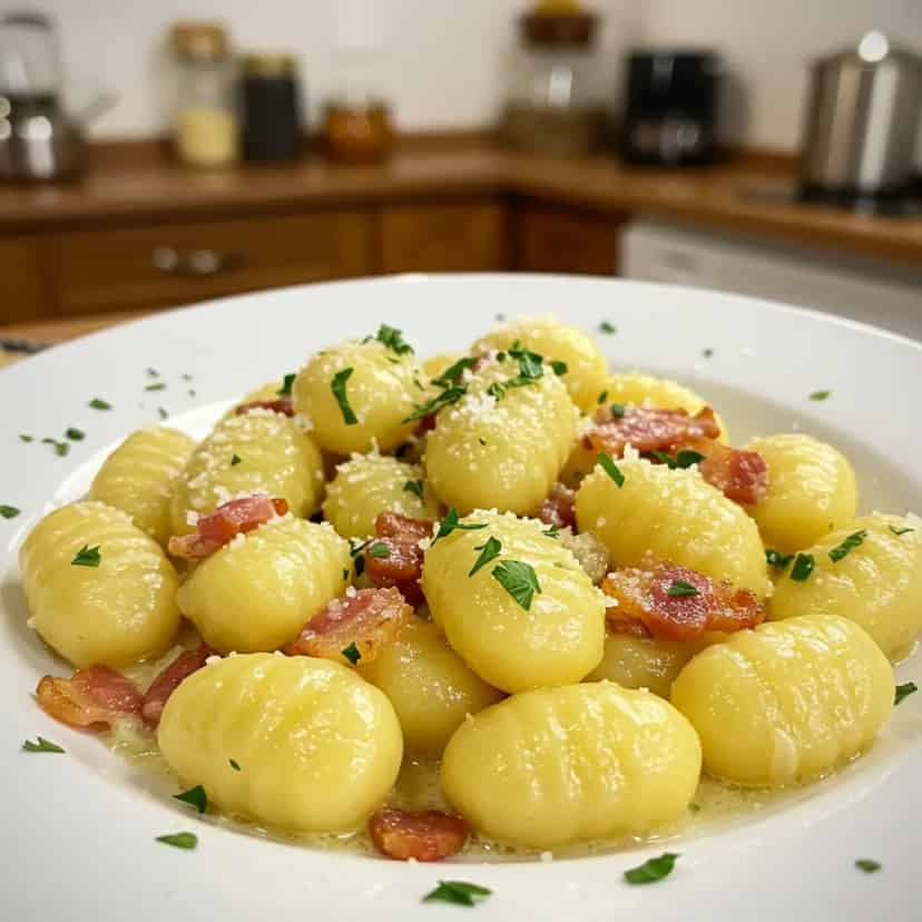 Nhoque perfeito com molho de bacon