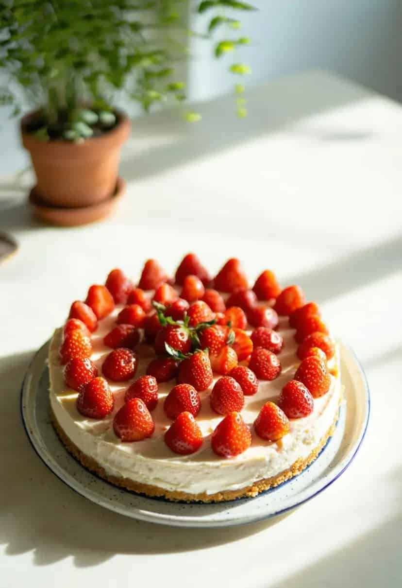 Cheesecake de Morango Sem Forno