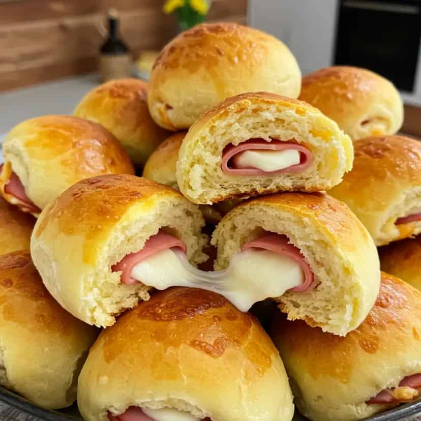 Pãezinhos de presunto e queijo