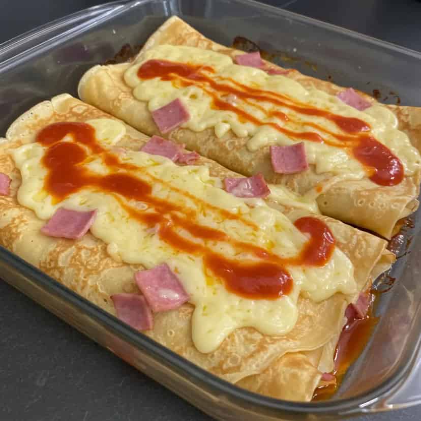 Panquecas Rolês de Carne Moída