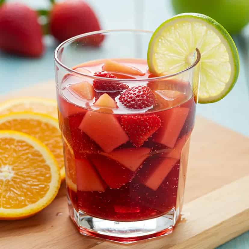 Ponche de Frutas Festivo com Champanhe