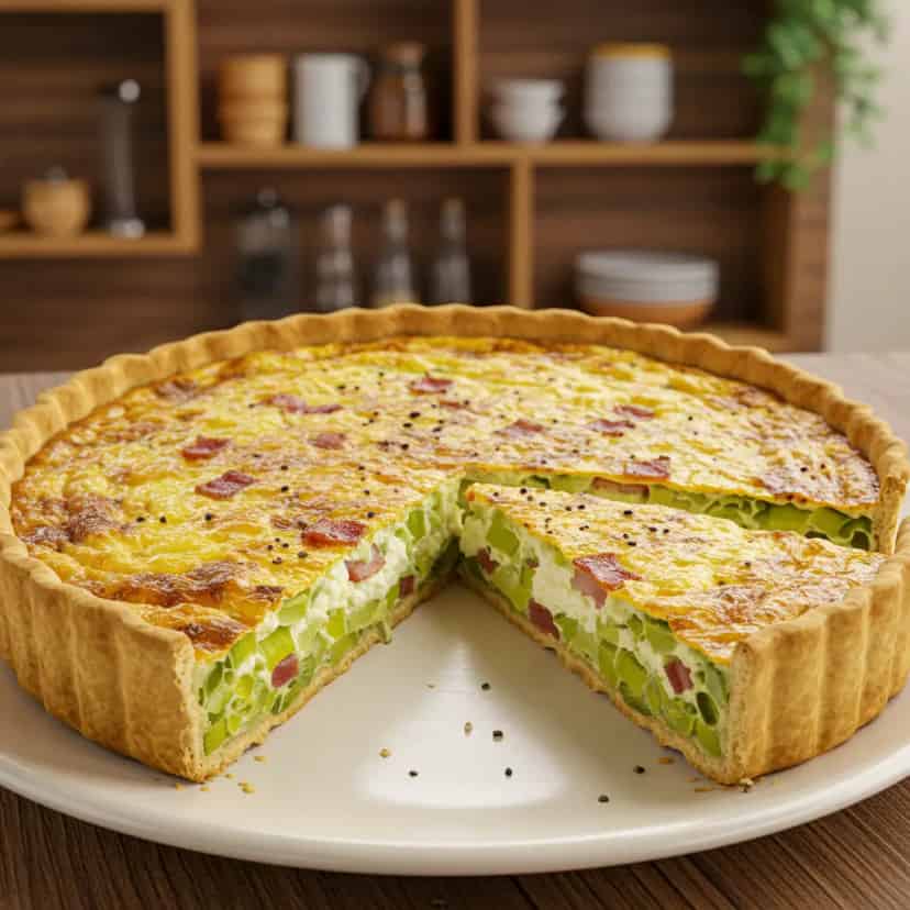 Quiche de alho poró com bacon