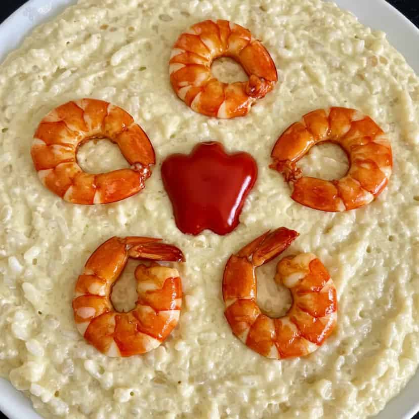 Risoto de camarão com requeijão
