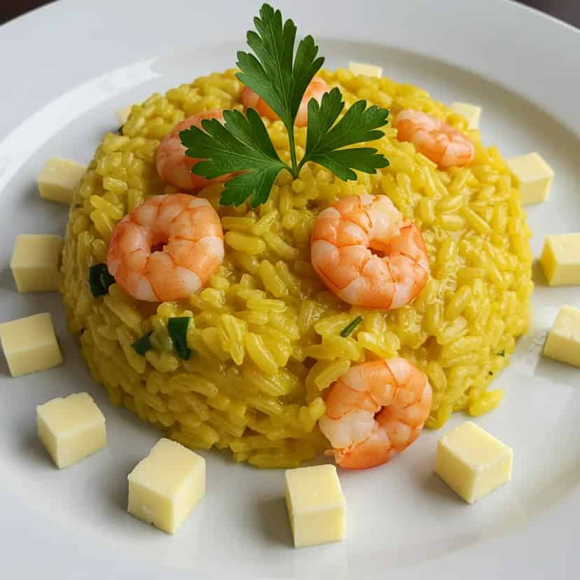 Risoto de camarão com requeijão