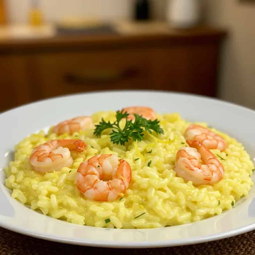 Risoto de limão siciliano com camarões