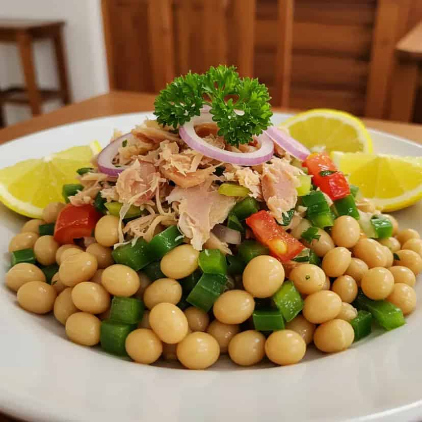 Salada de feijão-fradinho com bacalhau