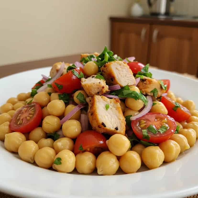 Salada de Grão de Bico com Frango