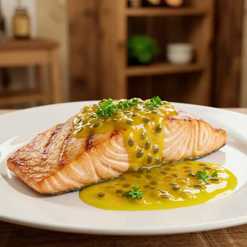 Salmão com molho de maracujá