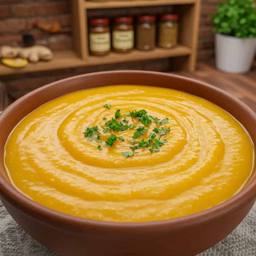 Sopa de Abóbora com Gengibre e Coco