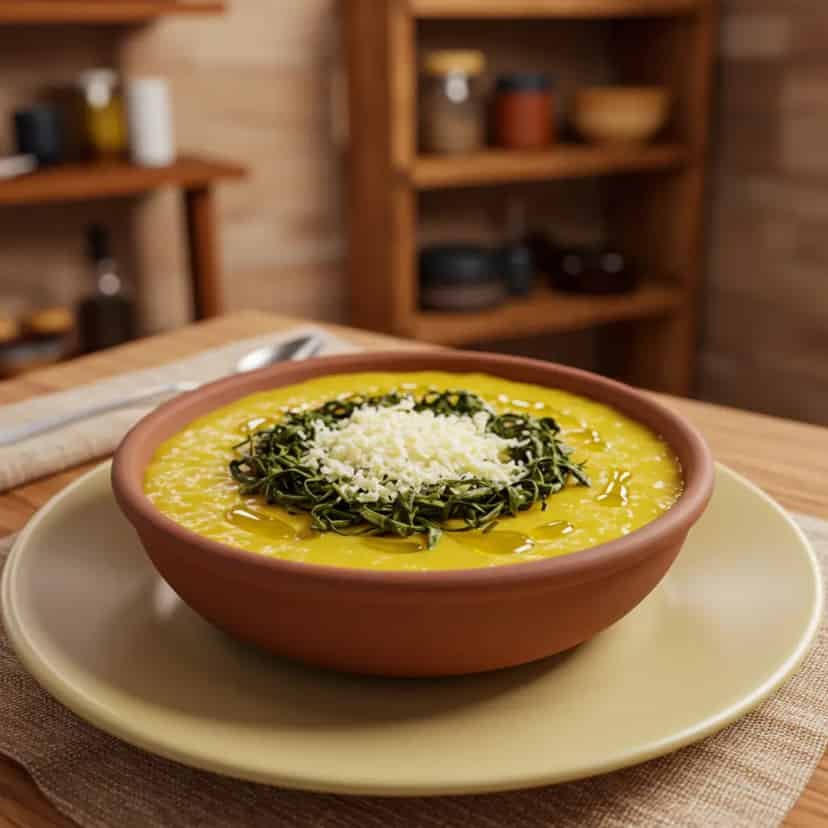 Sopa de fubá com couve