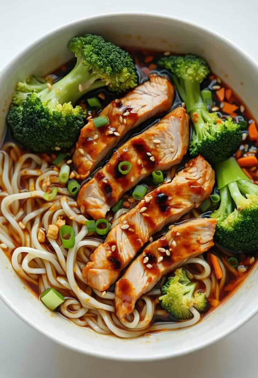Tigela de Macarrão com Frango Teriyaki