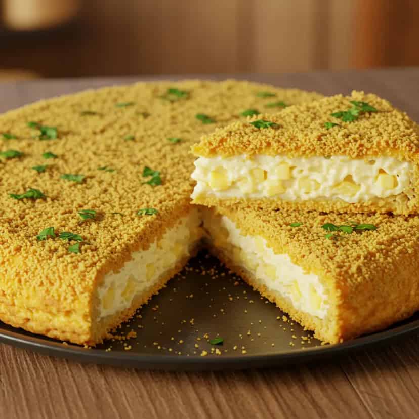 Torta cremosa com farofa crocante