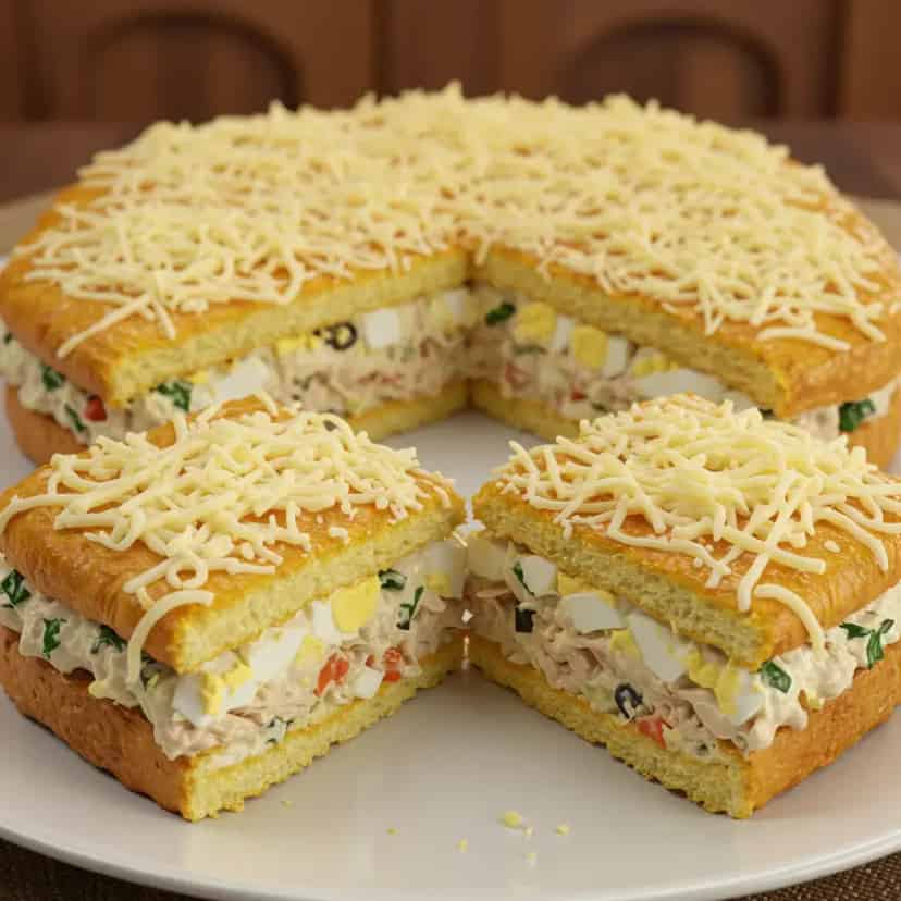 Torta de pão de forma com frango