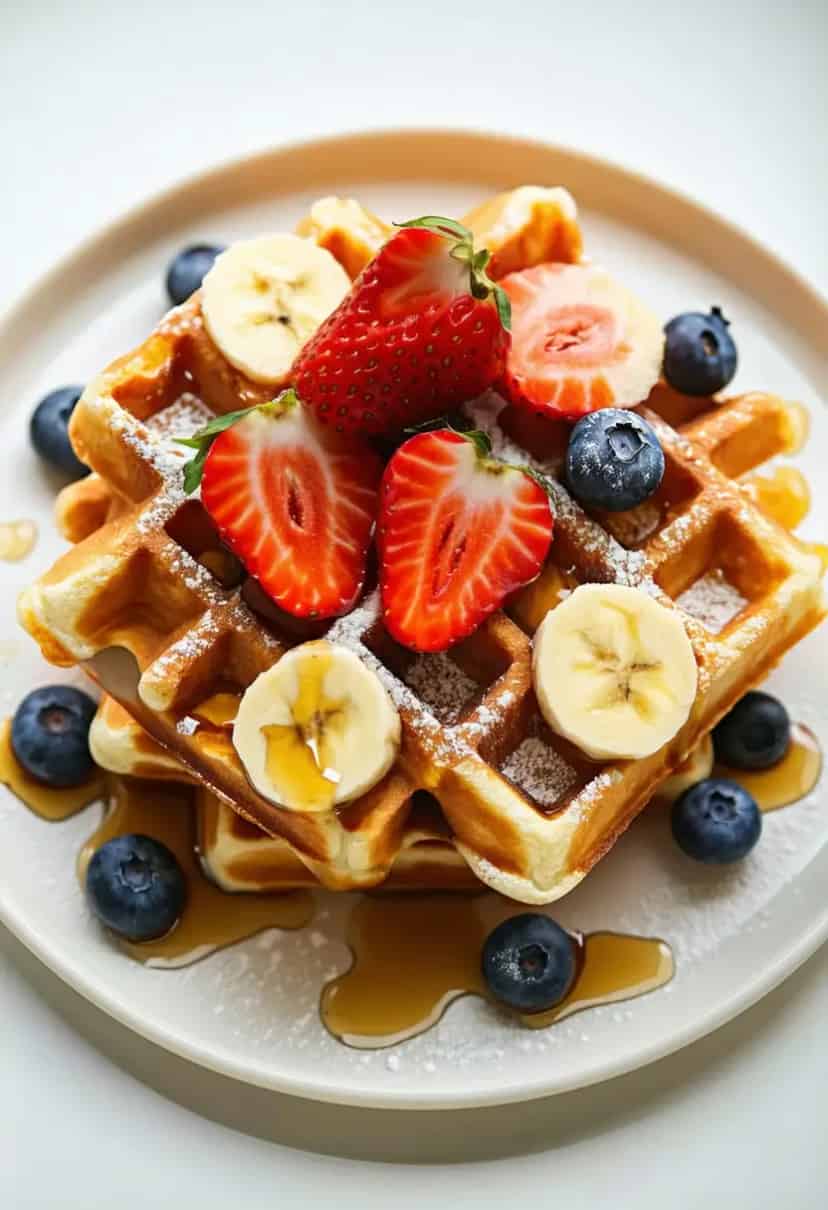 Waffles de Proteína com Frutas