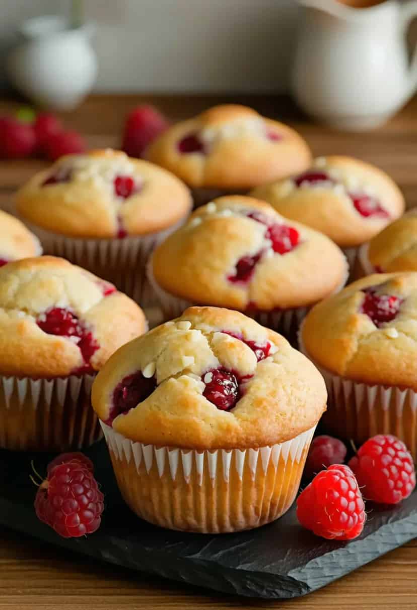 Muffins de Chocolate Branco e Framboesa