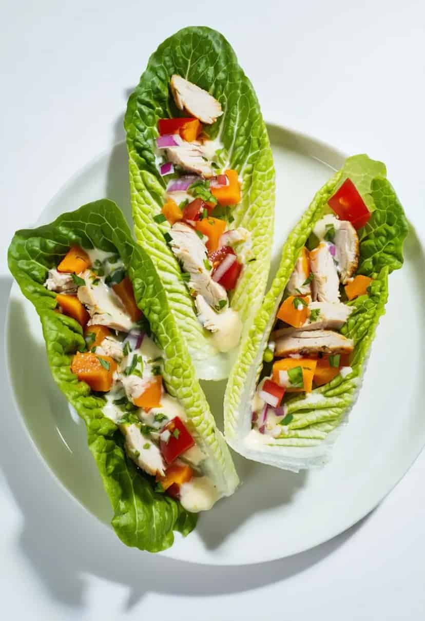 Wrap de Alface com Frango