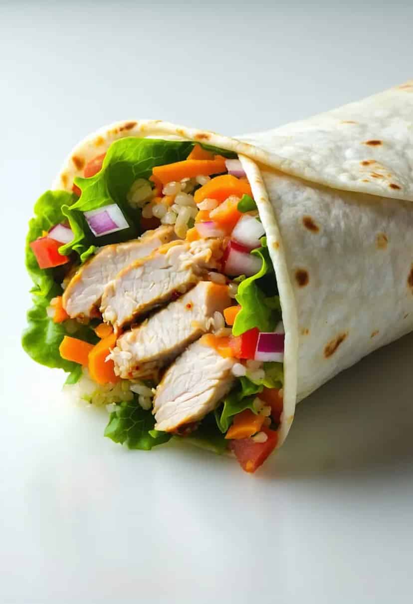 Wrap de Frango com Farinha de Arroz