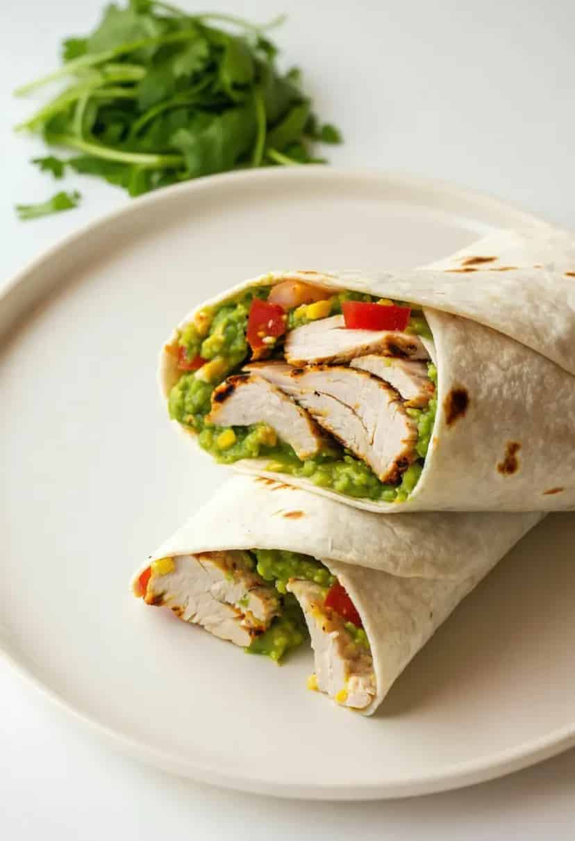 Wrap de frango com guacamole