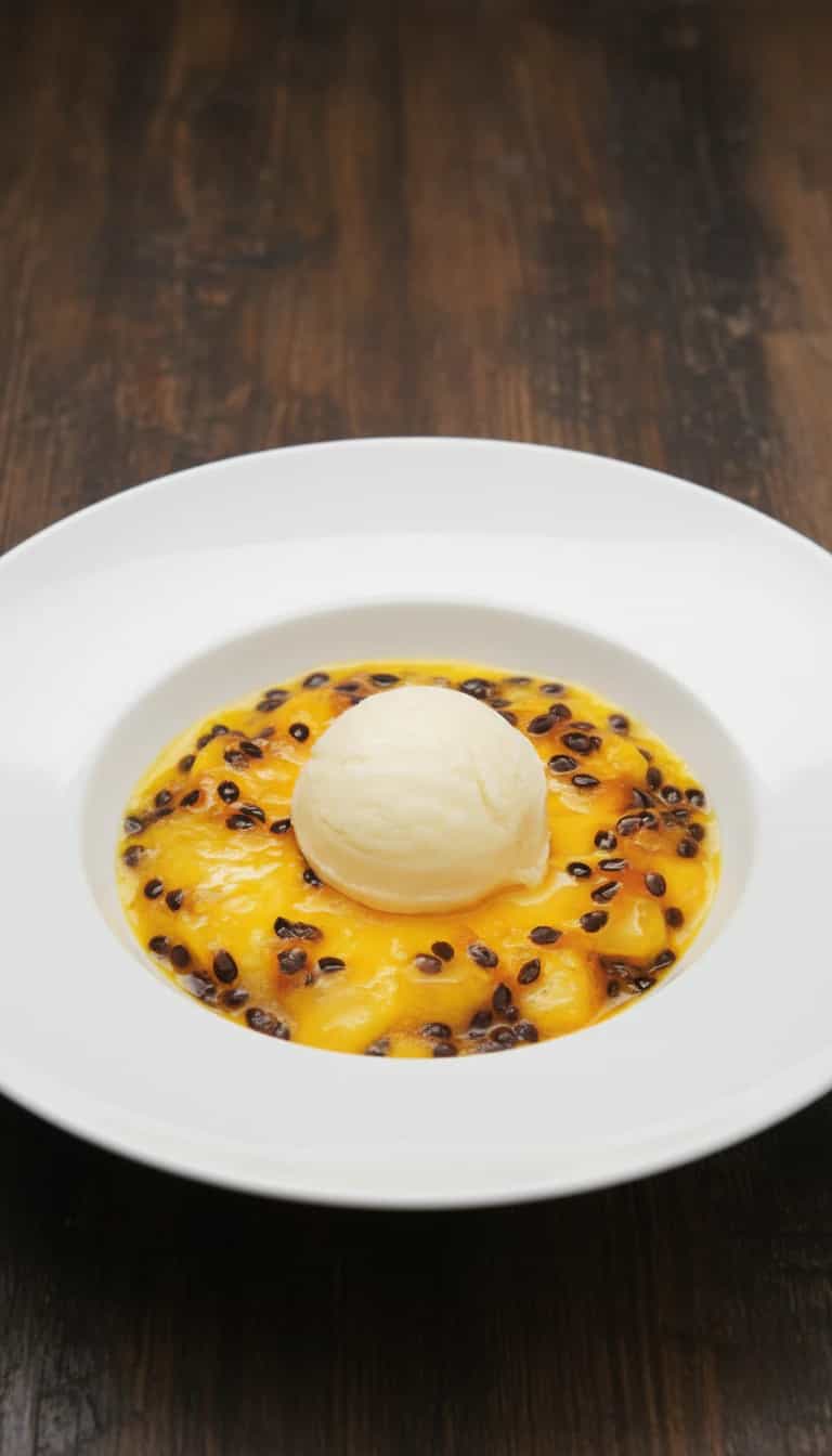 Foto deliciosa de Abacaxi com Calda Cremosa de Maracujá pronta para servir - Outras Receitas