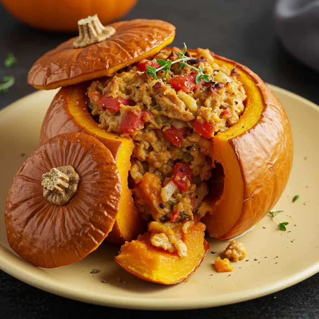 Abóbora Recheada Vegana com Palmito