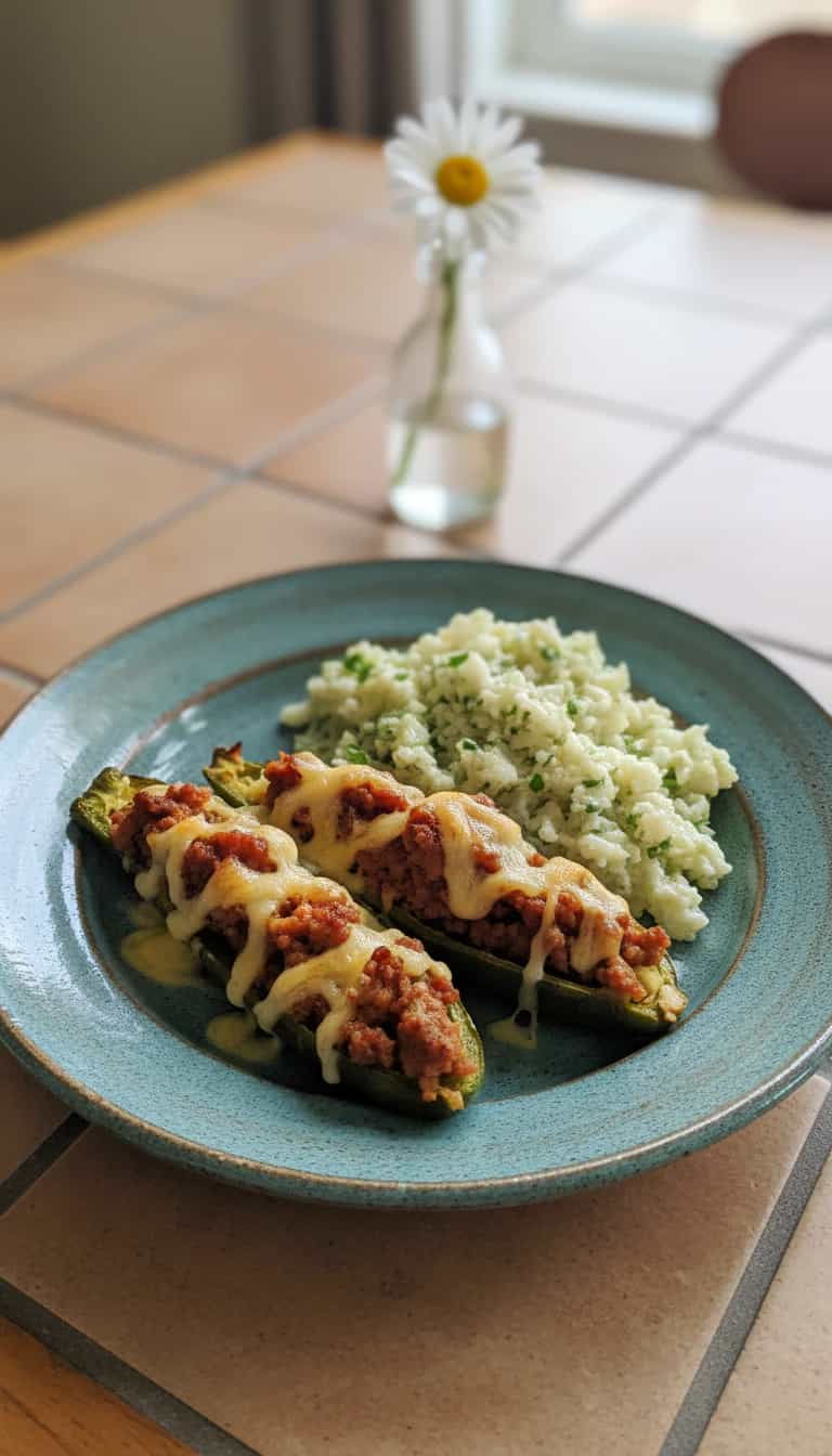 Foto deliciosa de Abobrinha Recheada Light pronta para servir - Carnes & Frango