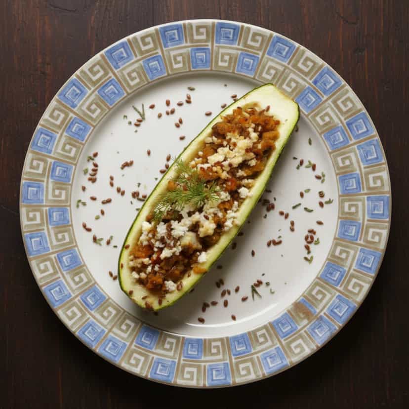 Foto deliciosa de Abobrinhas Recheadas Gratinadas pronta para servir - Pratos Brasileiros Icônicos
